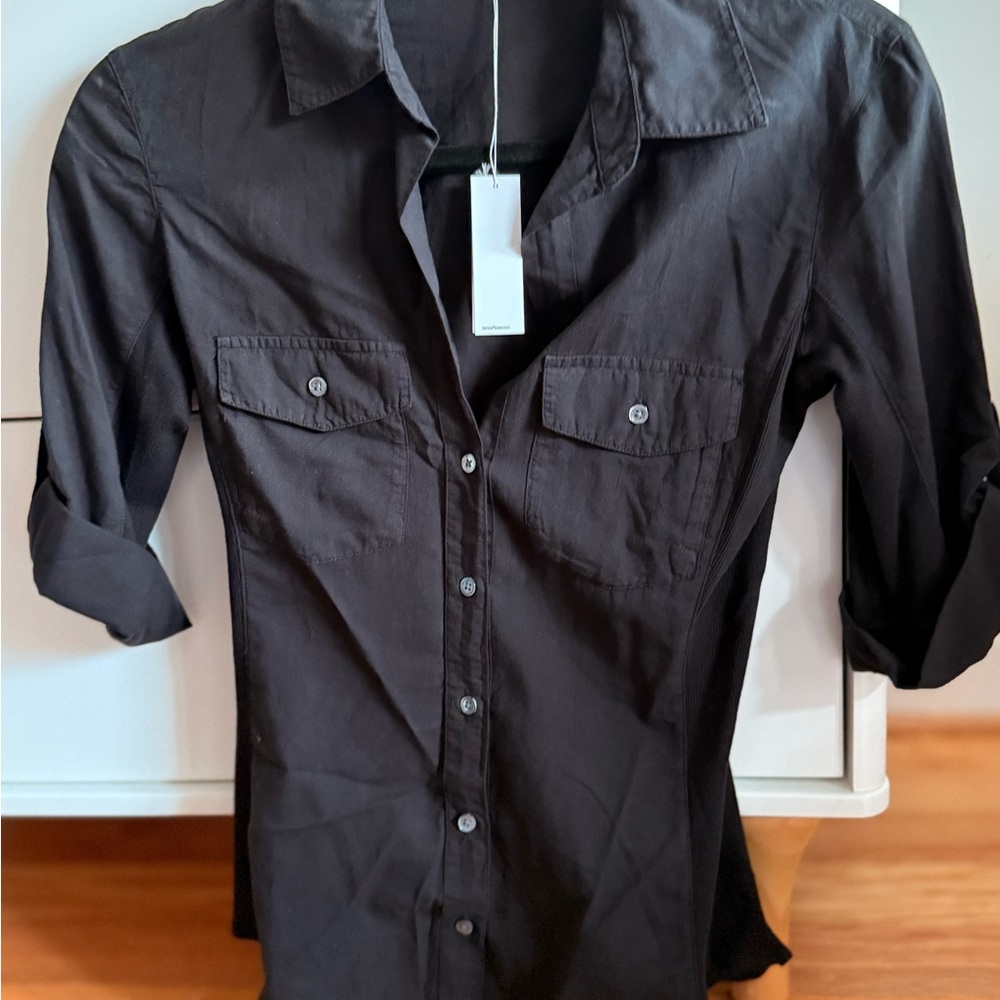 James Perse Size 1, Women's Black Button-Up Shirt